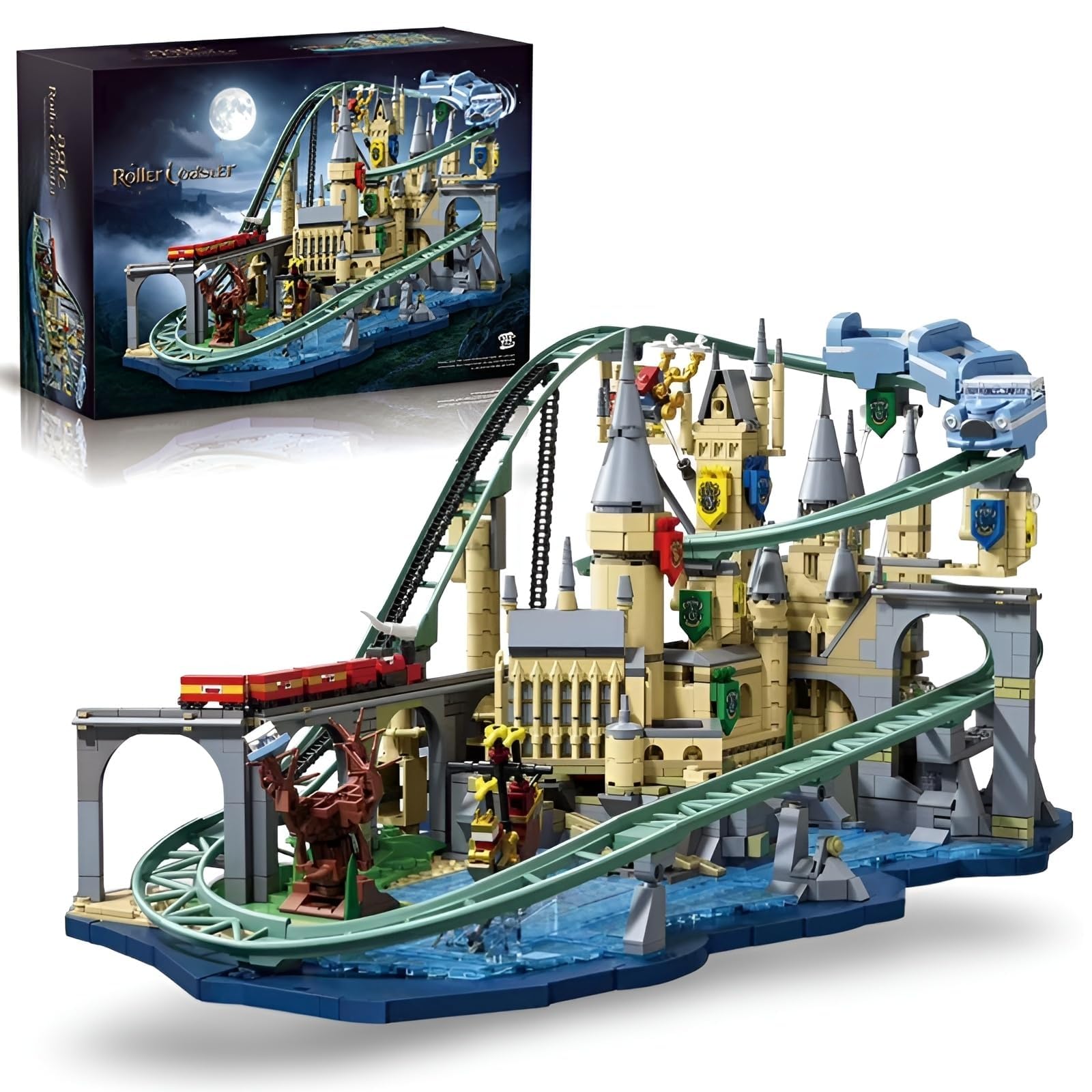 Magic Castle Roller Coaster Building Blocks Set, 2694 PCS Movable Roller Coaster Building Model, Creative Magic Track Architecture Bricks Toys, Home Office Decor Gifts for Teens and Adults — image 1