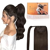 Vista 20 de DOORES Extensiones de Cabello Humano Extensiones de Cola de Caballo Balayage Marrón Chocolate Mezclado Rubio Caramelo 18 Pulgadas 2.82 oz