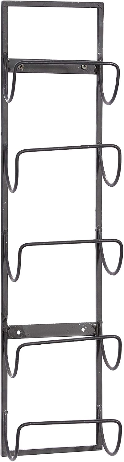 Deco 79 Metal 5 Bottle Wall Wine Rack, 6" x 5" x 25", Black