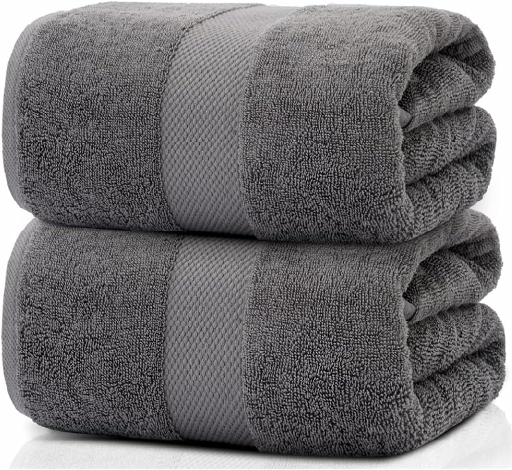 White Classic Luxury Bath Sheet Towels Extra Large | Highly Absorbent Hotel spa Collection Bathroom Towel | 35x70 Inch | 2 Pack (Grey): Home & Kitchen