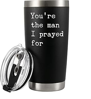 Panvola You're The Man I Prayed Vacuum Insulated Tumblers Couple Gifts For Husband Boyfriend Gifts Romantic from Wife Girlfriend Anniversary Stainless Steel With Lid And Straw 20 oz Black