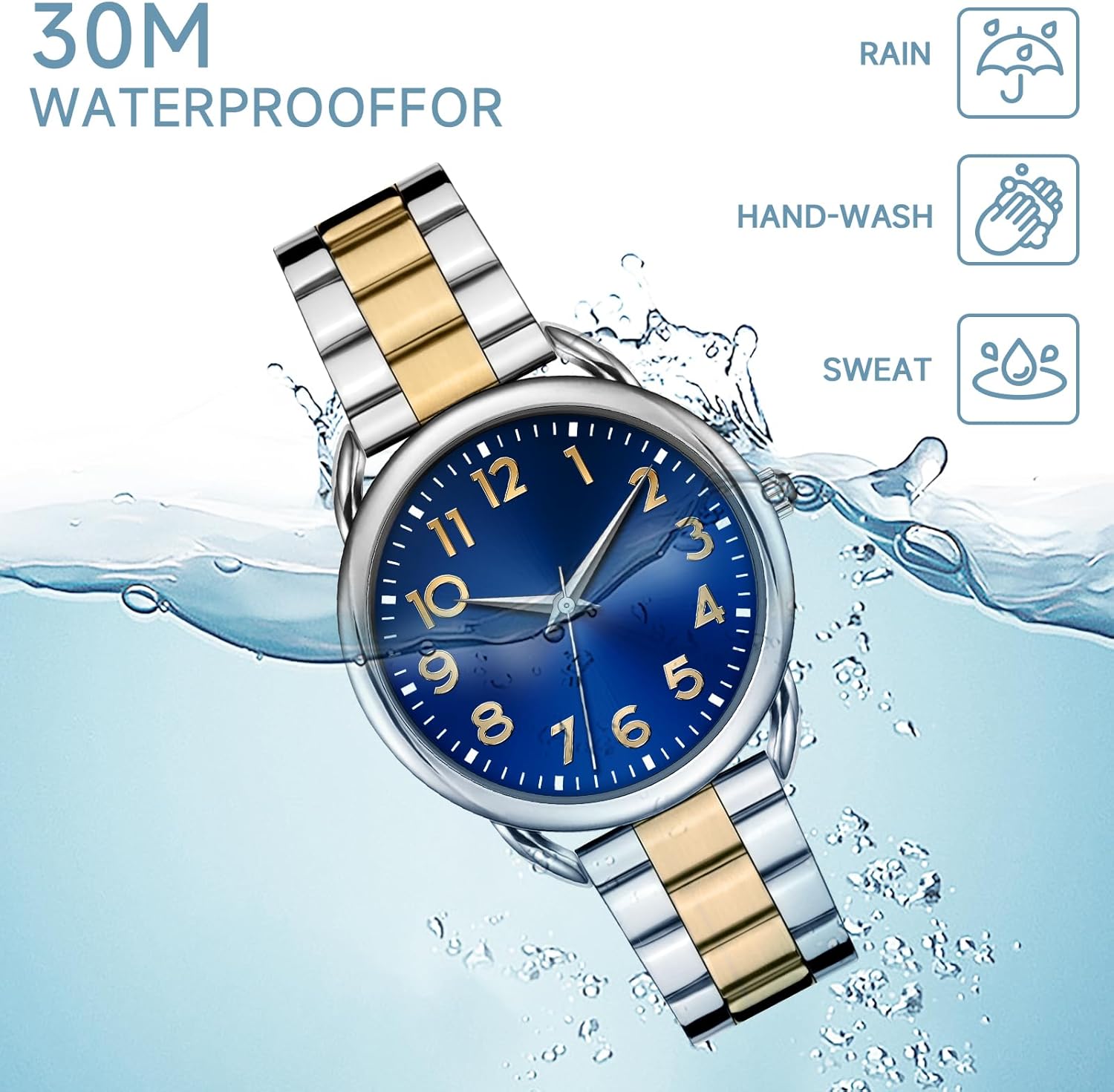 Bisley 35MM Women Watch Stainless Steel Bracelet with Magnetic Clasp Easy to Adjust Wrist Size Without Tool Arabic Number Easy to Read Watch - Image 5