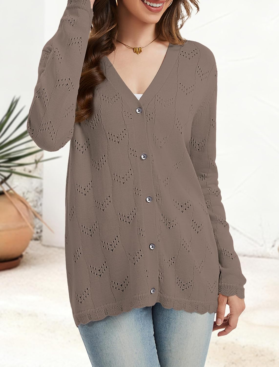 Womens Cardigan Sweaters Lightweight Long Sleeve Casual Button Down V Neck Knit Outerwear Fall Fashion 2025 - Image 3