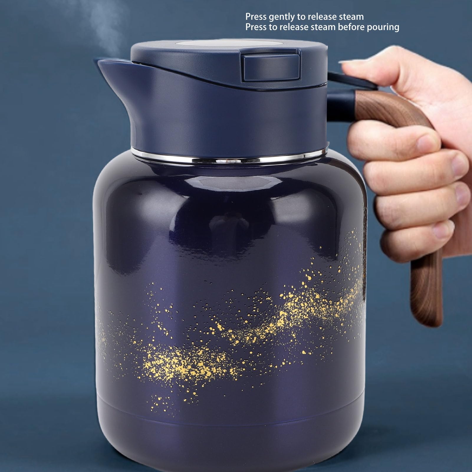 Kawa Termowa Karae, 1300 Ml Izolowany Stal Nierdzewny Garnek z herbatą z Wbudowanym Infuzorem, pokrywką i Uchwytem, ​​karafką termiczną na Gorące Napoje, Zielona Herbata, Kawa