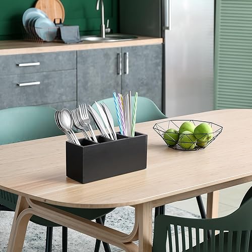 Miniatura 7 de Bivvclaz Soporte para lápices para escritorio, organizadores de escritorio de oficina de madera y accesorios con 4 ranuras para encimera,