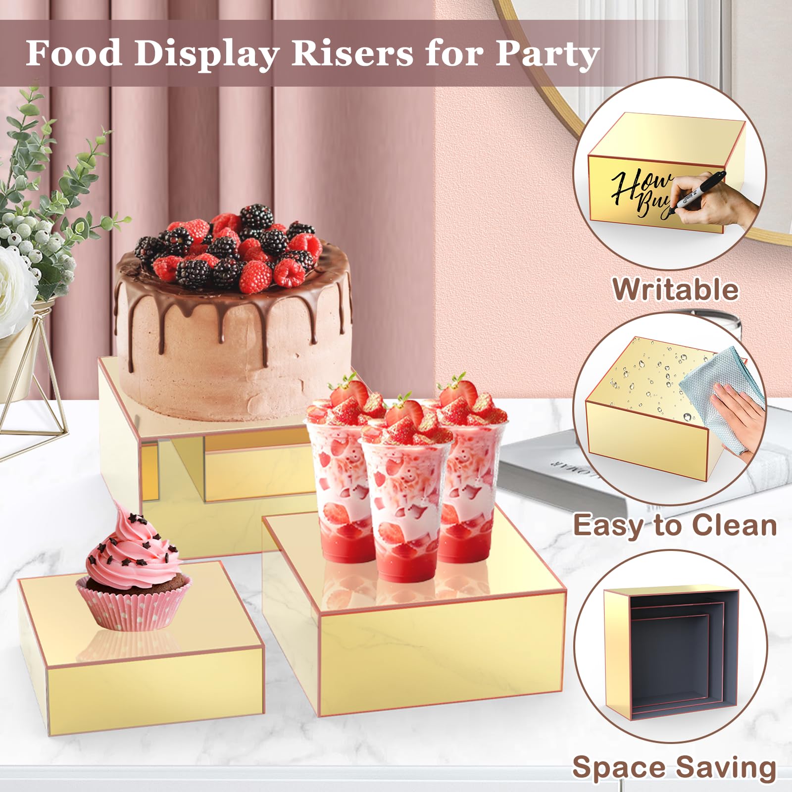 Snapklik.com : Buffet Risers,Mirror Acrylic Food Risers For Buffet ...