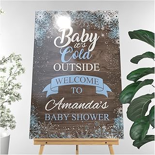 Winter Baby It's Cold Outside Baby Shower Welcome Sign, Rustic Winter Sign, Snowflakes Party Sign, Baby Shower Sign, Winter Gender Reveal Party Supplies, Baby Shower Ideas Size 24x18, 36x24 and 48x36