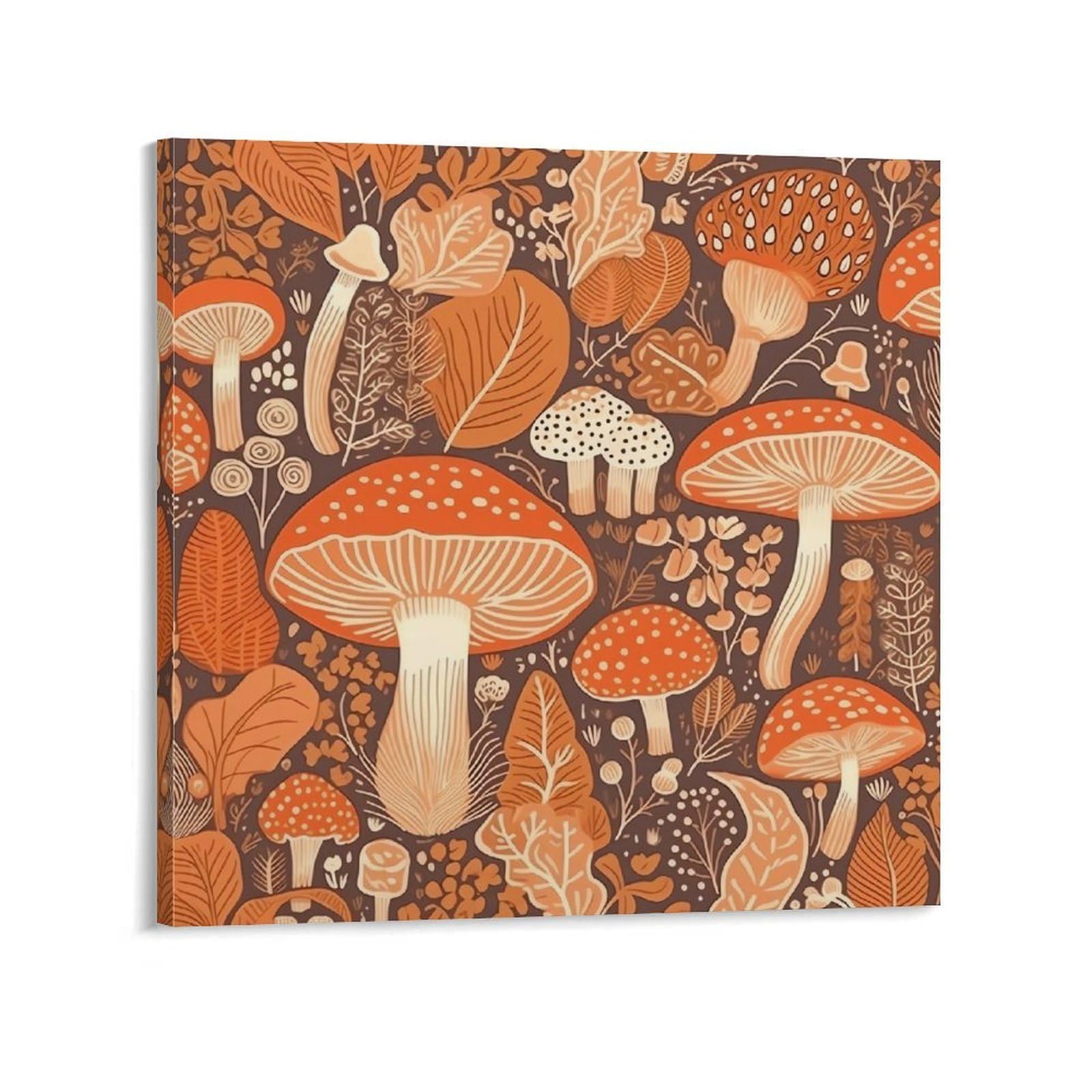 Cartoon Mushroom Canvas Wall Art for Bedroom 24x24inch(60x60cm) Canvas Prints Artwork for Walls Modern Picture Artwork Painting for Living Room Aesthetic Wall Paintings for Bathroom Kitchen Office Dec