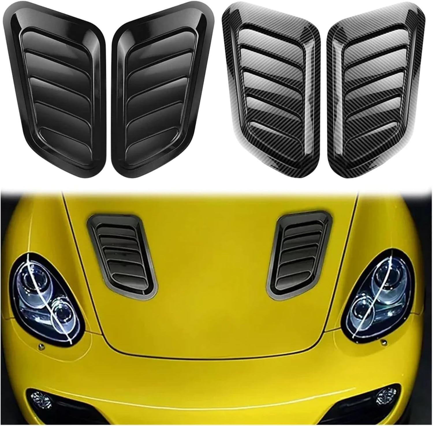 Hood Vent Scoop Kit 2Pcs Universal ABS Car Hood Decoration Vent Scoop Cover Air Flow Intake Side Air Outlet Hood Exterior Accessories Fashion Modification(Black Side Vent)