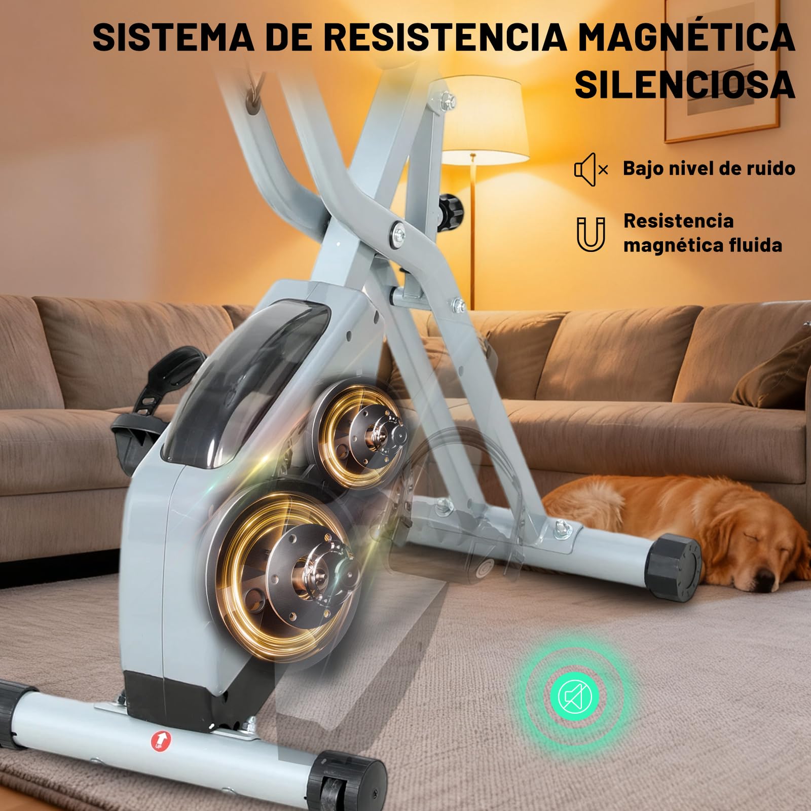 ISE Bicicleta estática plegable con respaldo acolchado, asiento ajustable,pedaleo silencioso, Bici Estatica Plegable con 8 niveles de resistencia,Exercise Bike con LCD pantalla, Bluetooth y APP