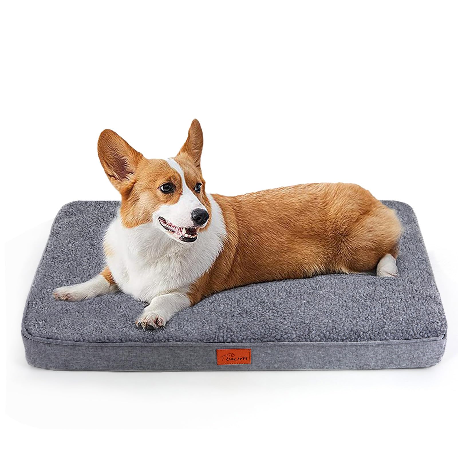 CALIYO Cama ortopédica para perros, cojín para perros pequeños, 76 × 51 × 7,6 cm, alfombrilla para perros lavables, espuma viscoelástica para perros pequeños (gris oscuro)