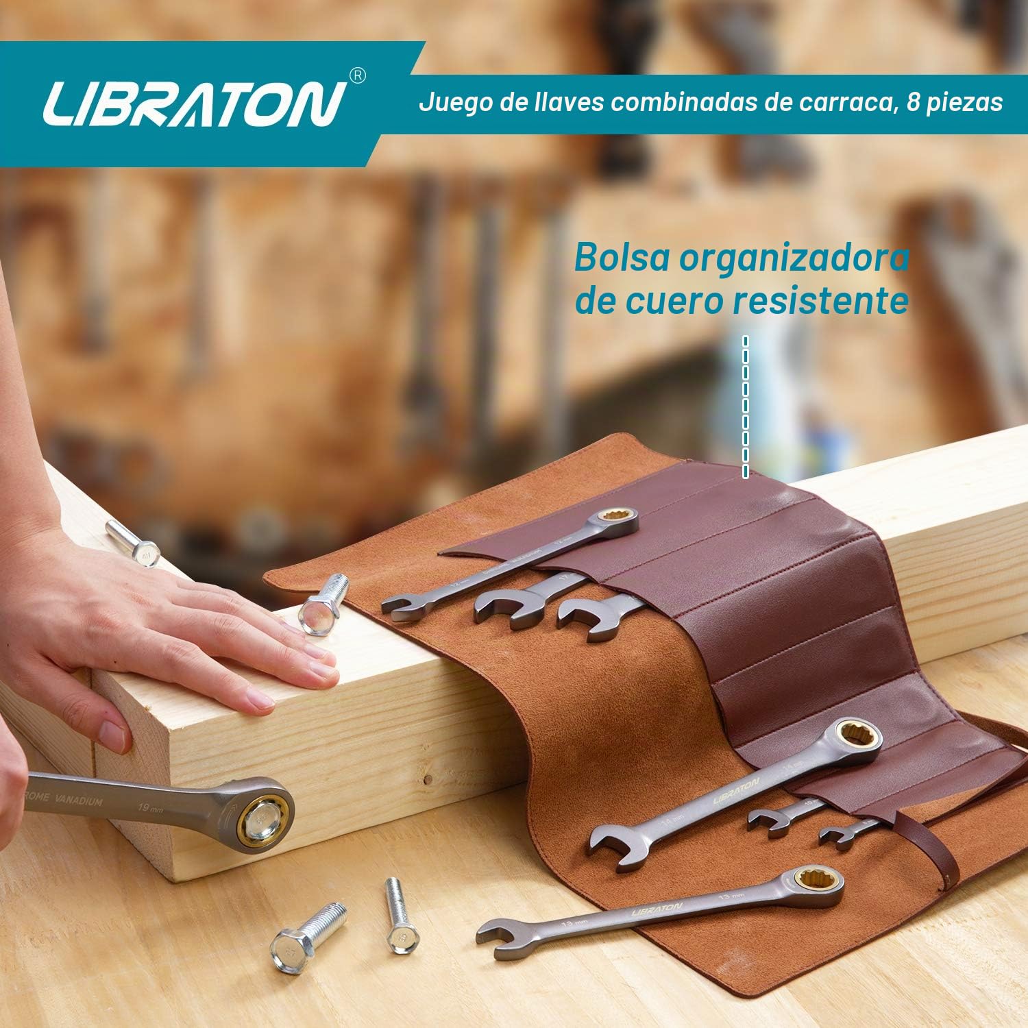 LIBRATON Juego de llaves de trinquete, juego de llaves de carraca métricas