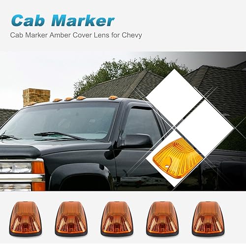 Miniatura 2 de Partsam 5X 264159AM 5-5050-SMD T10 194 Ámbar LED Luces de Techo de Marcador de Cabina + Paquete de Cableado Compatible con C1500 C2500 C3500 K1500