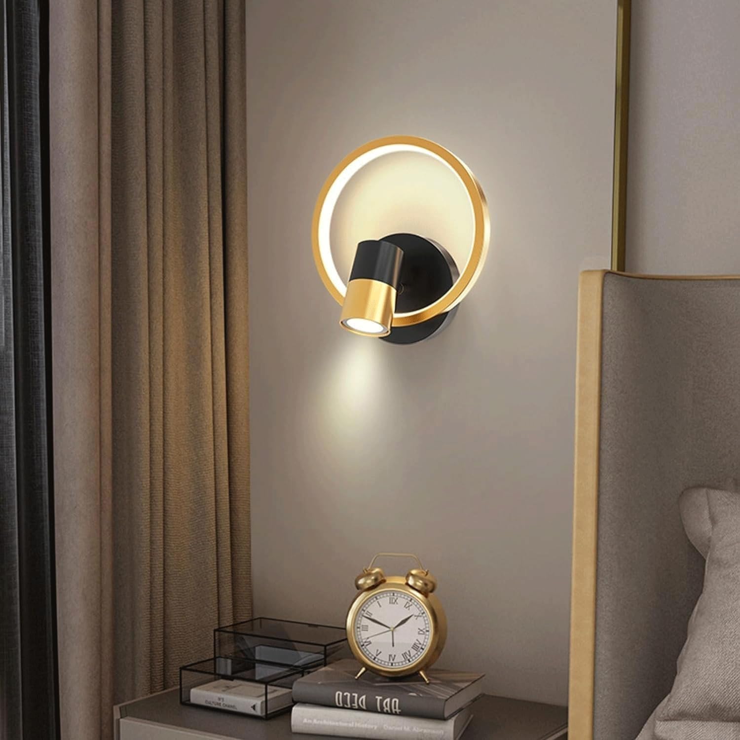 Lámparas de Pared para Dormitorio, luminosidad Ajustable, LED, Foco de Pared Ajustable, Metal, giratorias, para mesita de Noche, Dormitorio y Sala de Estar.
