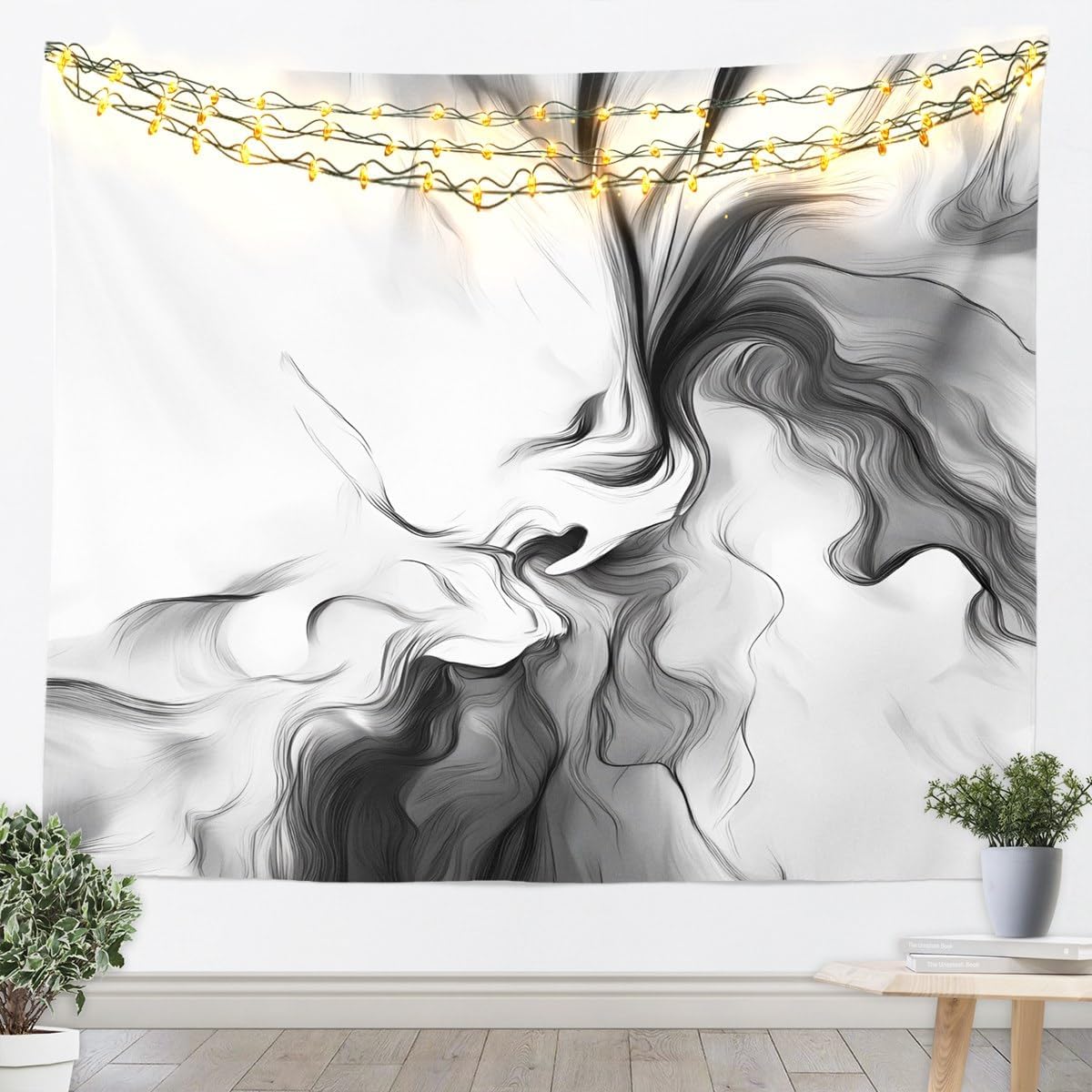 Feelyou Modern Abstract Tapestry Teal Turquoise Wall Art for Living Room Bedroom Abstract Art Wall Hanging Blanket Luxury Home Decor Medium 59"x59" image 4