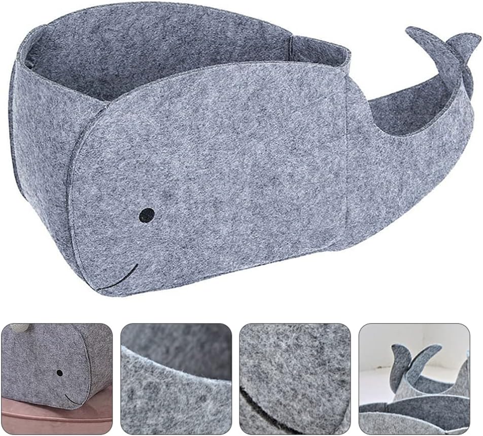 STOBOK Felt Storage Bin, Whale Shaped Storage Basket Fabric Foldable Storage Bin Sundries Organizer Toy Storage Bin for Home Nursery Toys Container