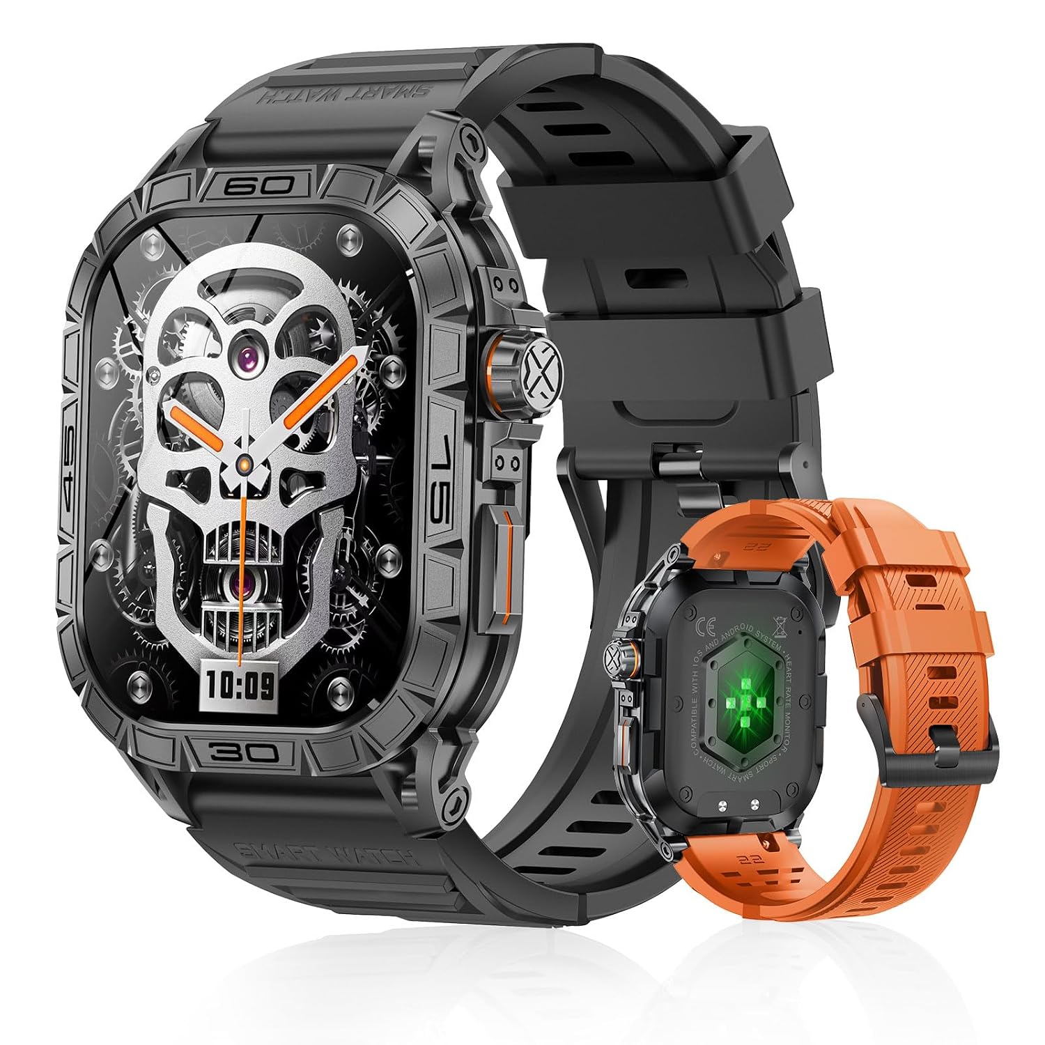 Military Smart Watch for Men, 1.96" AMOLED Smartwatch with Bluetooth Make/Answer Calls,IP68 Waterproof/Heart Rate/Sleep Tr...