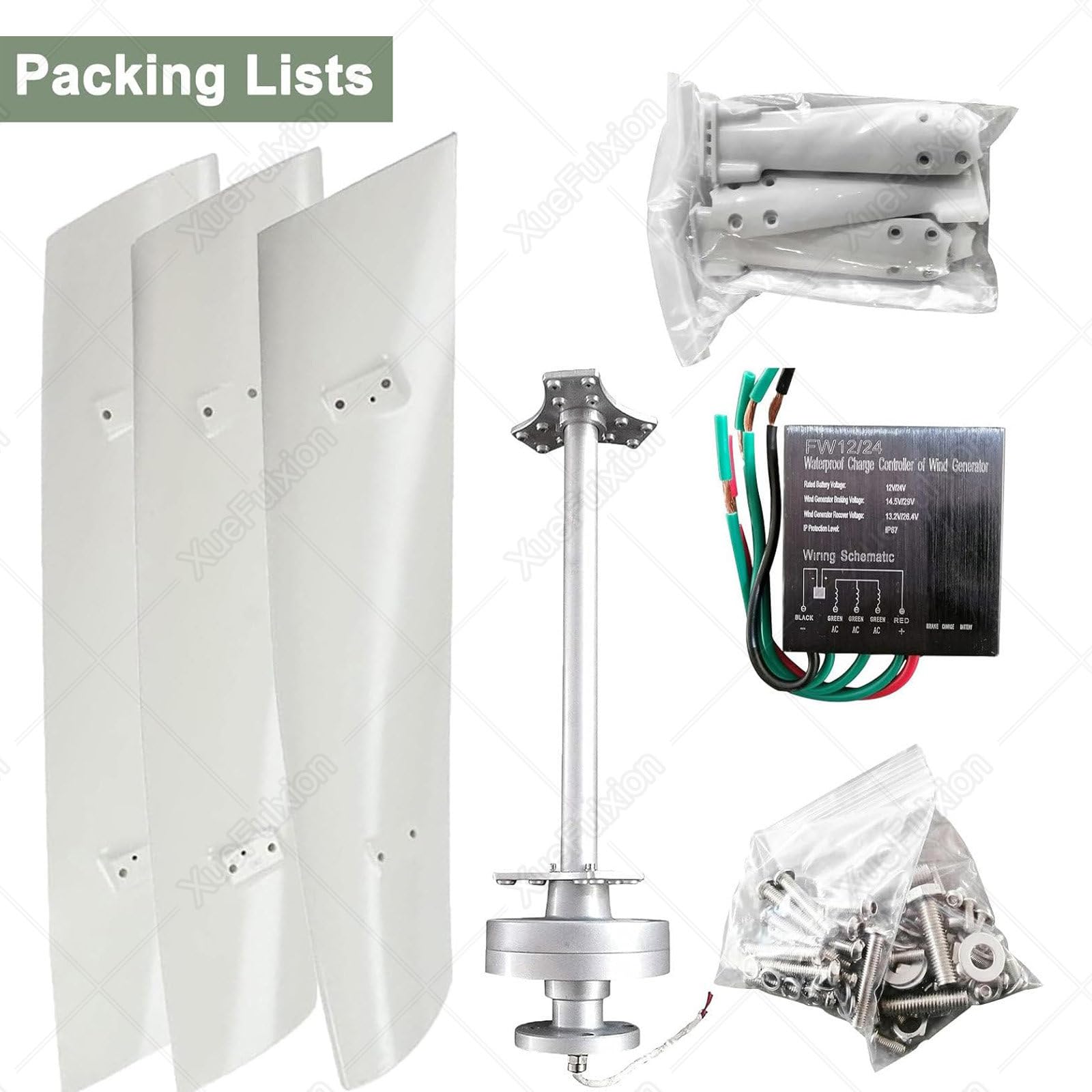 Aerogenerador de Eje Vertical,Kit Eólico Doméstico Silencioso 3000W – Ideal para el autoconsumo energético de viviendas unifamiliares,Casas de Campo y para Alimentar de Forma autónoma 24v