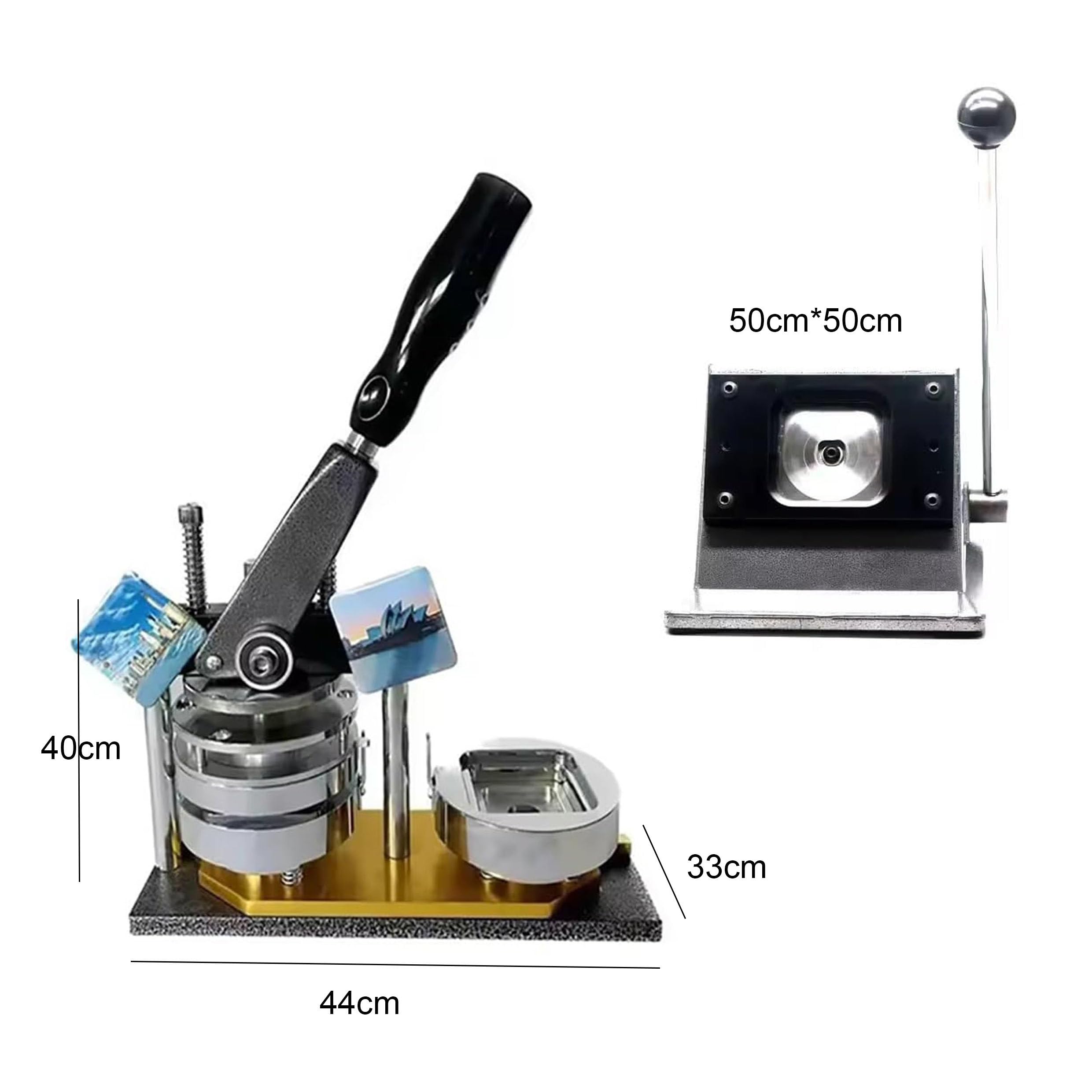 Maszyna do produkcji odznak z obcinaczem do papieru, 50 * 50 mm Profesjonalna metalowa maszyna do produkcji odznak z magnesem na lodówkę + obcinacz do papieru + 100 szt. materiałów