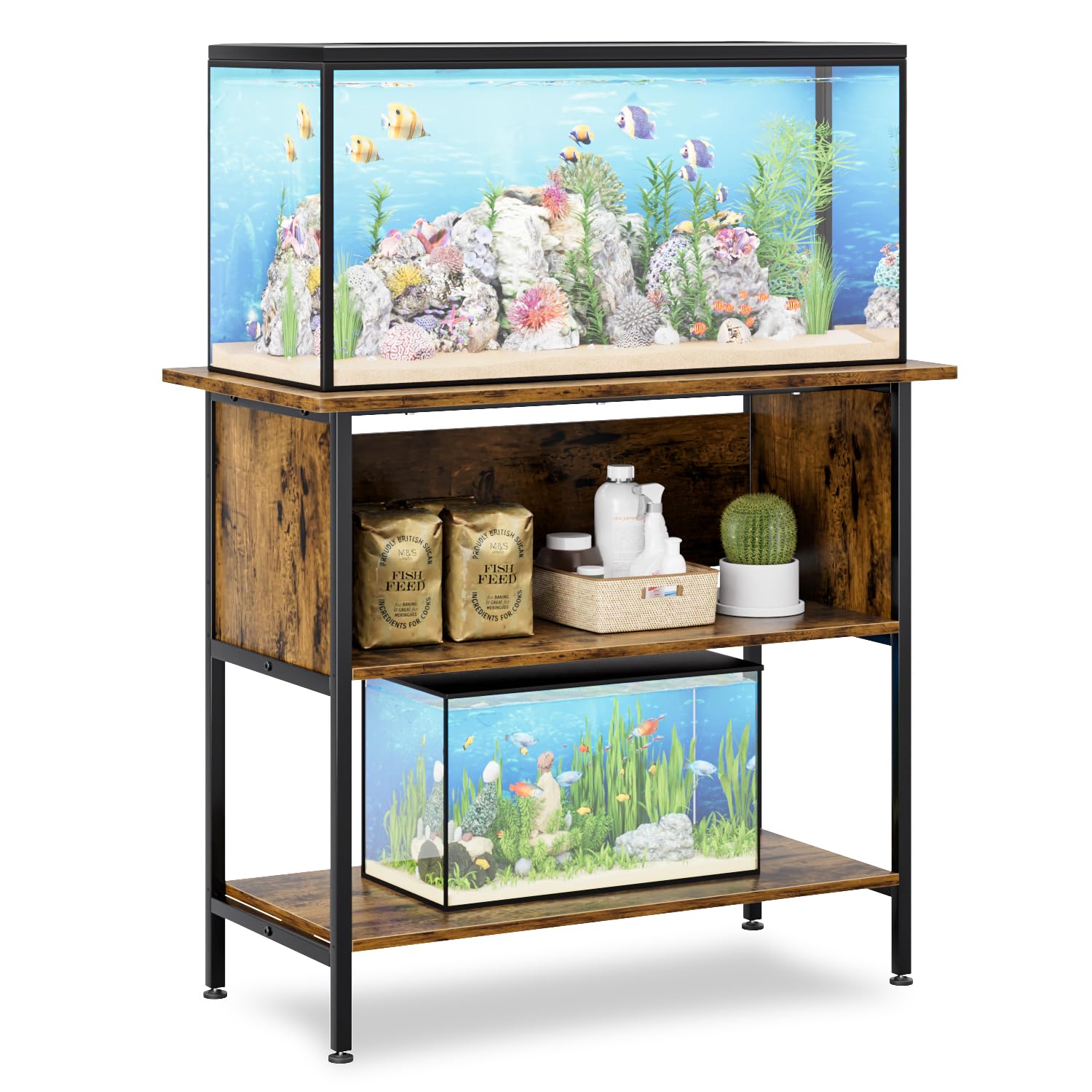 APPOLYN 40-50 Gal 3-Tier Aquarium Stand Fish Tank Stand, Vintage