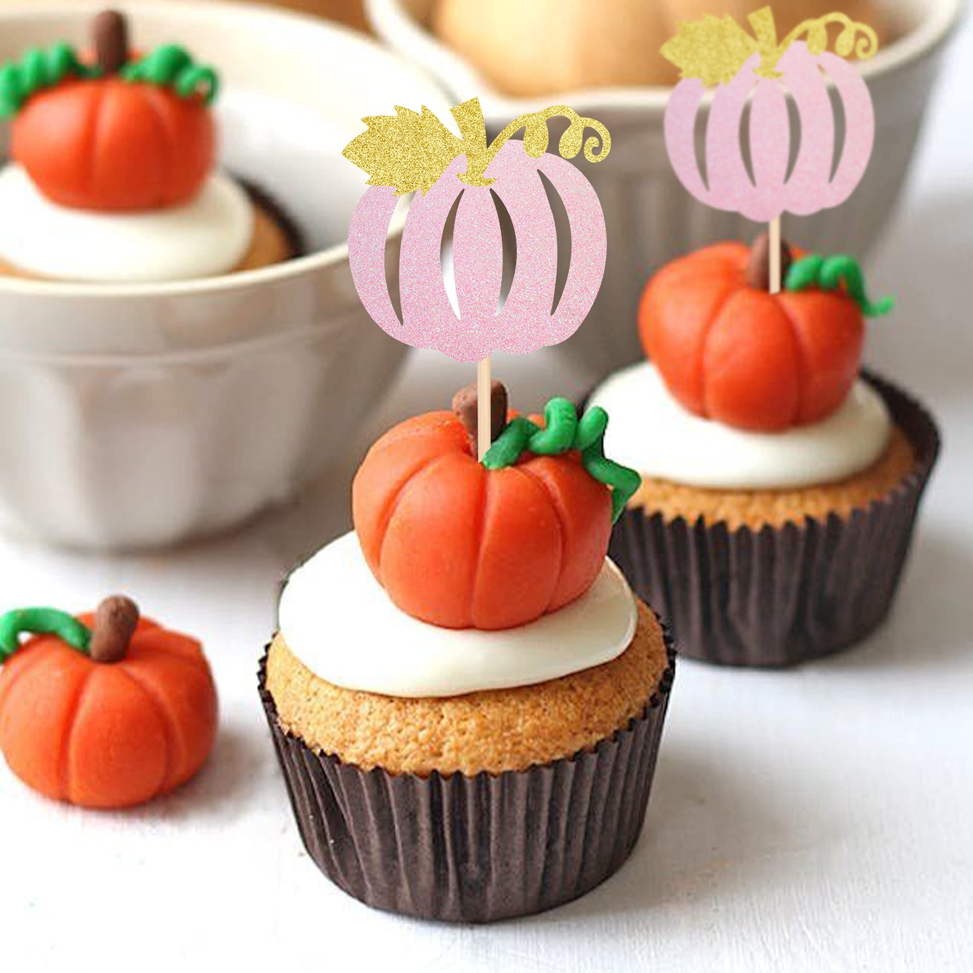 Gyufise Lot De 24 Décorations De Cupcakes En Forme De Citrouille D