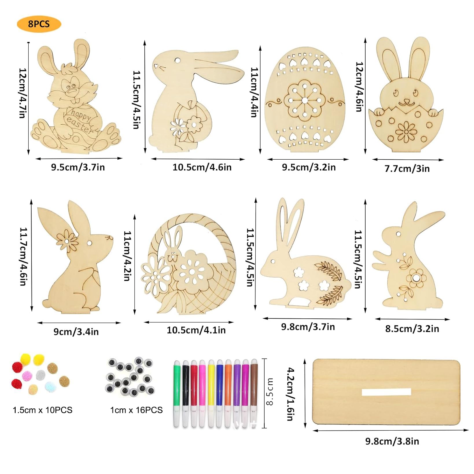 Pack De 300 Colgantes De Madera De Pascua Para Pintar – Manualidades Infantiles Con Pinturas, Cuerdas Y Adhesivos, Decoración DIY Para Niños