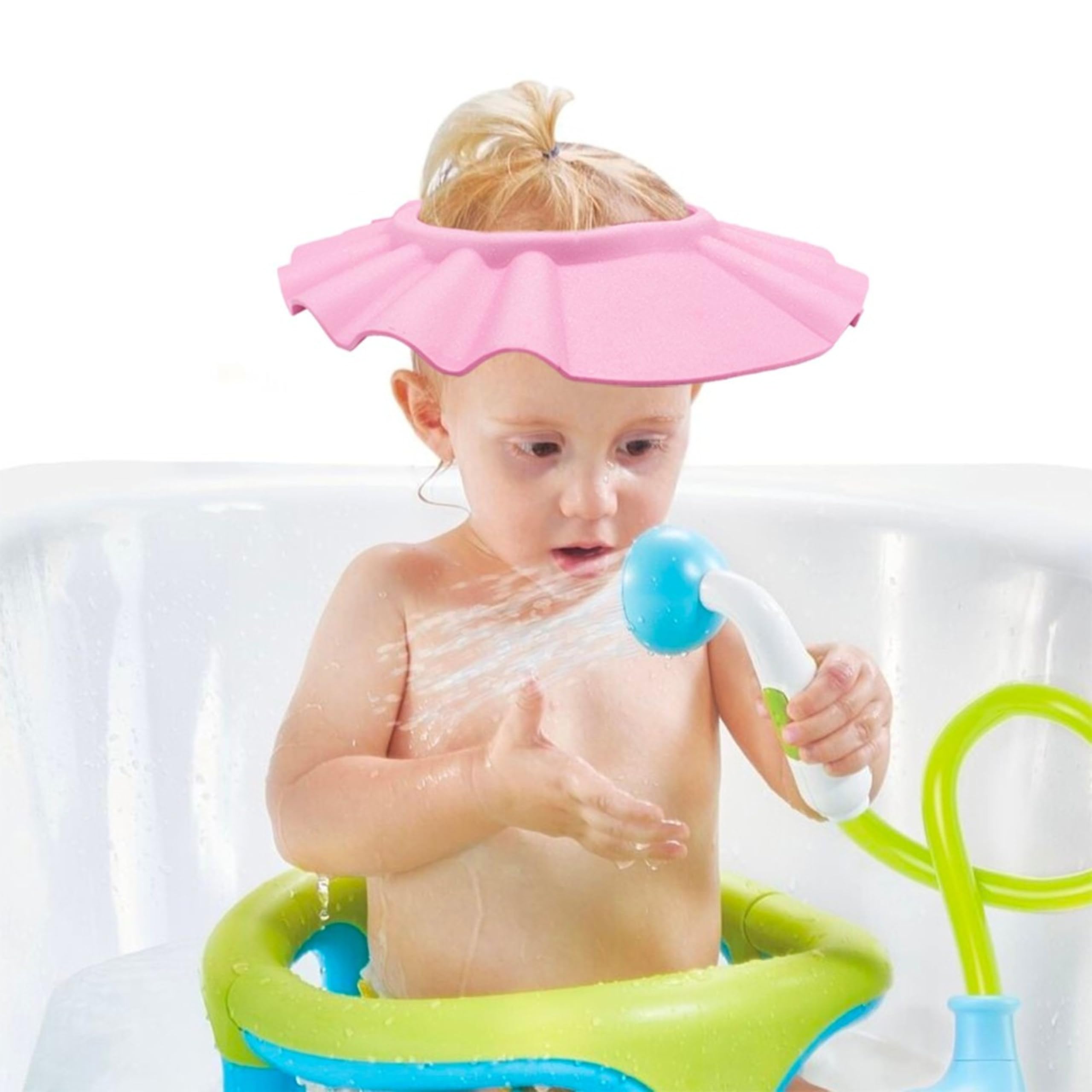 Cappellino da Doccia con Visiera per Bambini, Proteggi Occhi contro Shampoo e Schiuma, Protezione per la Doccia, Berretto da Doccia per Bimbi, in Materiale Morbido, Adatto a Bambini 0–9 Anni, Rosa