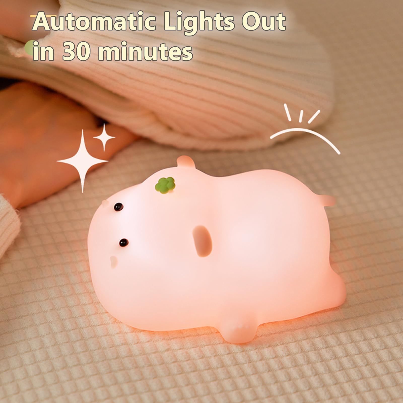 Niedliche Cartoon-Kinderzimmer-Nachtlichter, Tier-Design, sicheres Silikon, weiche LED-Kinderzimmerlampe für Kleinkinder, Raumdekoration (Hippo)