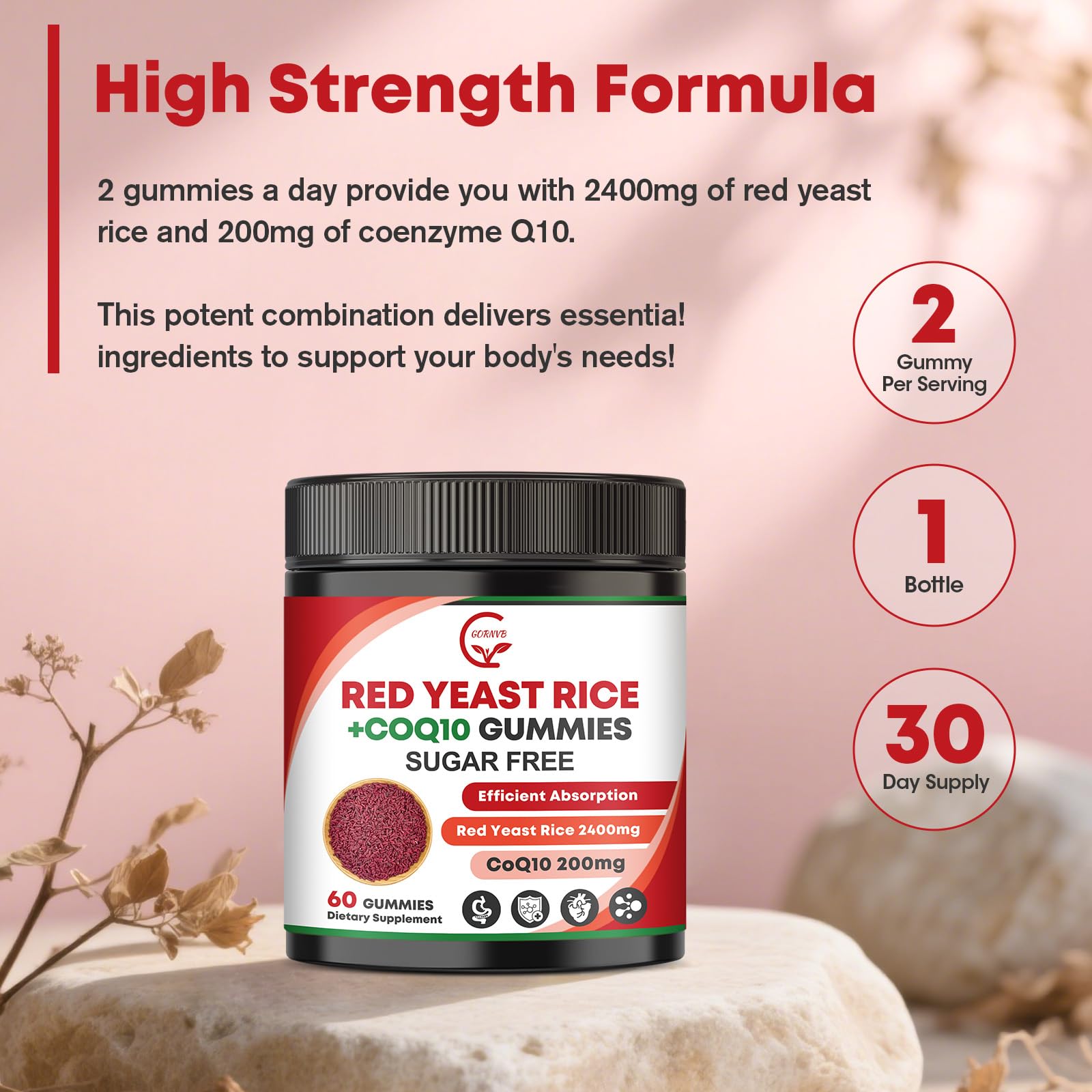 Red Yeast Rice with Coq10 Gummies, Cholesterol & Heart Health Support-60 Ct — Amazon image 4