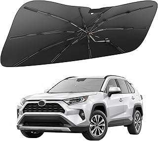 Zanch 2026 Upgraded Windshield Sun Shade Umbrella: Custom Fit for Toyota RAV4 2017-2026 Foldable Front Window Sunshade, Block UV Rays & Keep Car Cool, Easy Install with Storage Bag