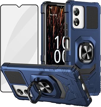 Ailiber for Boost Celero 5G SC Magnetic Case, Celero 5G SC Phone Case, with Screen Protector, Ring Kickstand for Car Mount, Military Grade Shockproof Rugged Cell Phone Case-Blue