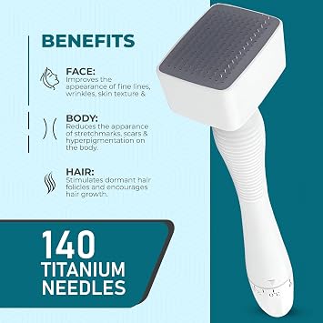 Derma Stamp, Adjustable Microneedling Stamp Pen with 140 Titanium Pins, Professional Dermastamp Microneedling Pen Derma Pen Derma Roller Hair Beard Growth for Men and Women DRS-N