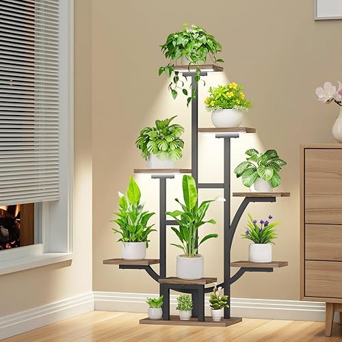Miniatura 7 de Soporte para plantas de interior con luces de crecimiento, estante para plantas de 7 niveles para interiores, soporte para plantas de 47 pulgadas