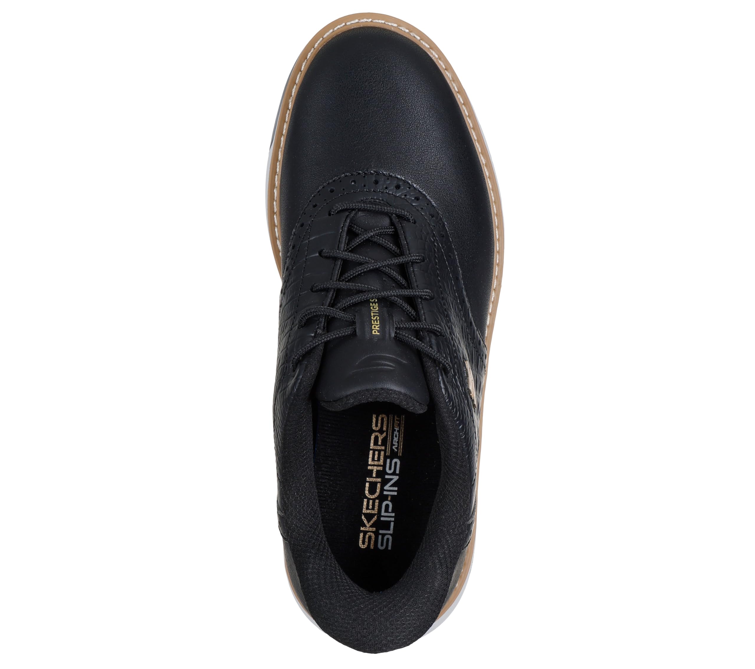 Skechers Golf Women's Prestige Spikeless Slip-in Arch Fit Golf Shoe Sneaker, Black/Gold, 6