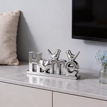 WUBIANJIE Silver Ceramic Home Sign, Silver Bird Sculpture, Modern Creative Decorative Sculpture, Suitable for Living Room Coffee Tables, TV cabinets, entryways, and Display Shelves.