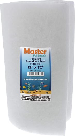 Master Pet Supply Premium Aquarium Filter Pad Roll, Cut to Fit 12″ by 72″, Micron Fiber Filtration Media for Freshwater, Saltwater Aquariums, Koi Ponds, Fish Tanks, Reefs -…