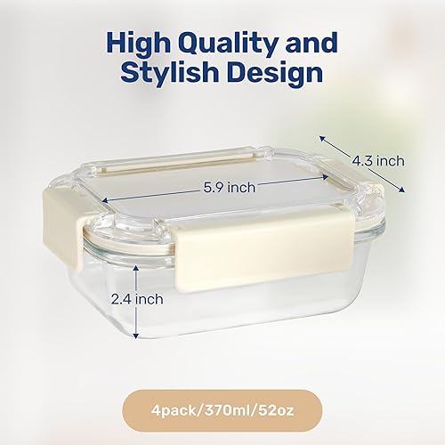 Miniatura 4 de YSSOA Recipientes de comida con tapas, contenedor de almacenamiento de alimentos para todas las temperaturas, sin BPA, loncheras de vidrio