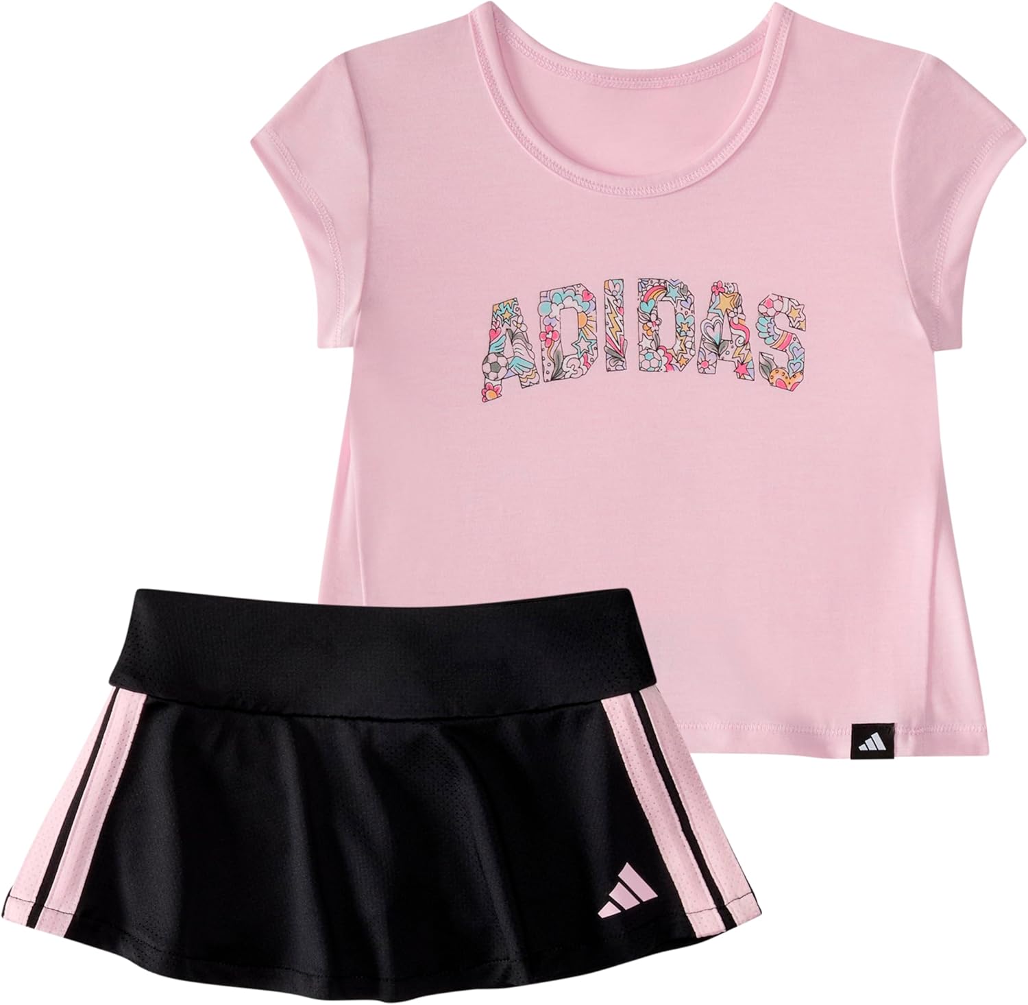 adidas baby-girls Short Sleeve Pleated Tee Shirt and Flounce Skort Set