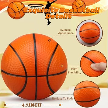 13CM Mini Foam Basketball for Mini Basketball Hoop, 5 Inch Squishy Squeeze Stress Ball for Pool Office, Soft Beach Balls for Kids Toddler Indoor Outdoor Sport Ball Pit Game Gift Set 3 PCS (Orange)
