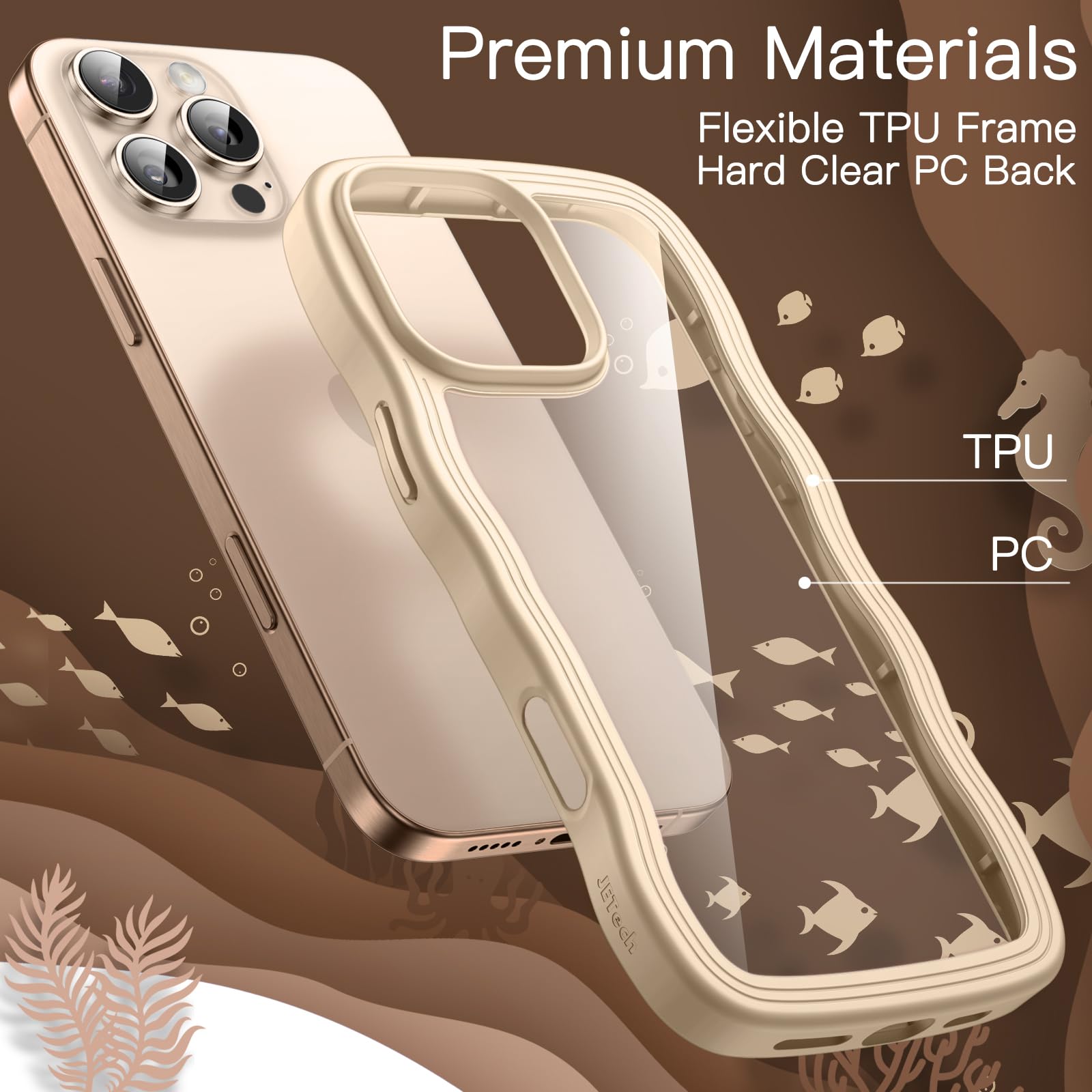 Amazon.com: JETech Wavy Case for iPhone 16 Pro 6.3-Inch, Cute Wave