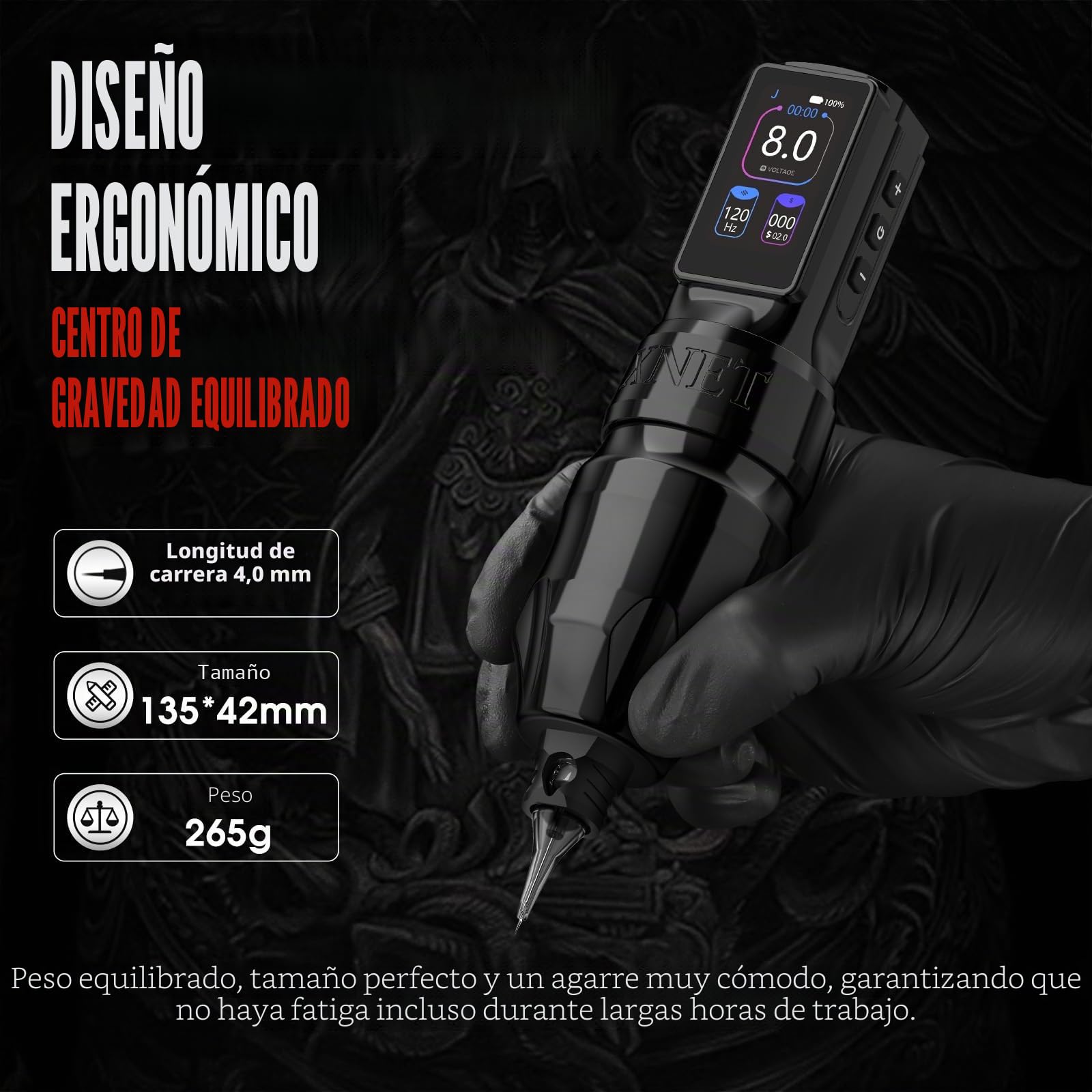 Xnet Titan Máquina de tatuaje, pistola de tatuaje profesional con batería de 2400 mAh, motor sin núcleo, pantalla a color, suministro de equipo de tatuaje para artistas profesionales del tatuaje