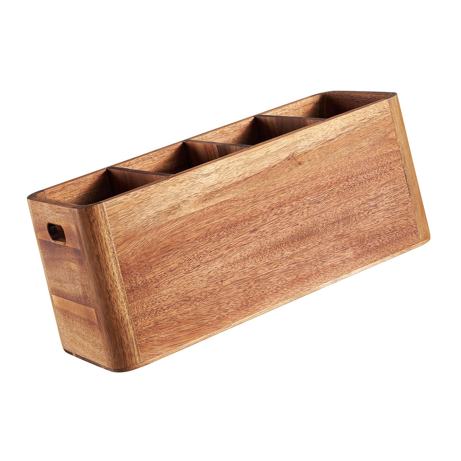 Shurhome Wooden Kitchen Utensil Storage with 4 Adjustable Compartments for Spoons Spatulas and Whisks Wooden Cutlery Tray
