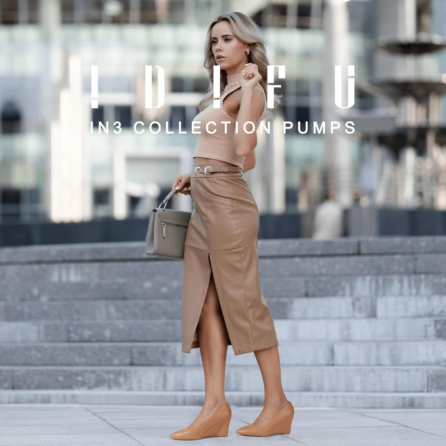 IDIFU IN3 Wedges for Women Closed Toe Pumps Low Heel Pointed Toe Work Wedding Bridal Office Formal Business Dress Casual Dressy Comfortable Trendy Fashion Shoes - Image 2