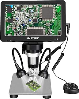 SVBONY SV604 Digital Microscope with Screen 1080p, 1200X Microscope for Soldering Electronics with Wired Remote, 7 inch Digital Microscope for Coins, Compatible with Windows and Mac OS