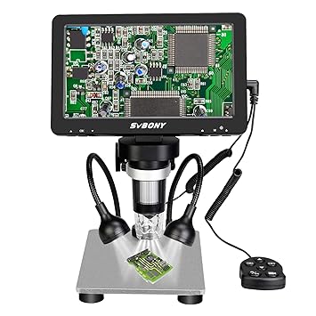 SVBONY SV604 7 Inch LCD Digital Microscope 1200X for Adults, Coin Microscope 1080FHD Video 12MP Camera, Electronic Microscope for Soldering, Wired Remote, Compatible with Windows and Mac OS