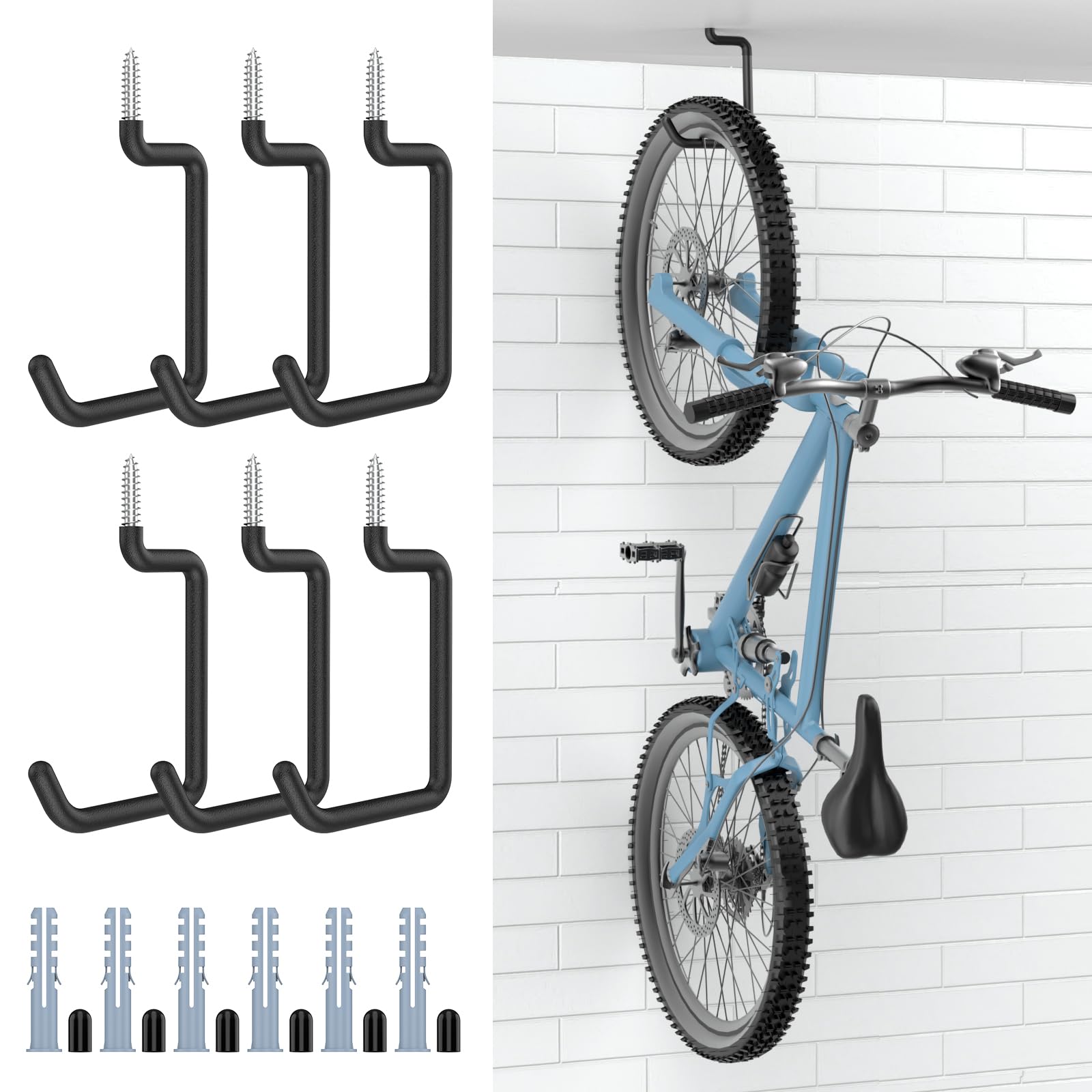 Housolution Screw in Bike Hooks, [6 Pack] 8-inch for Wall and Ceiling