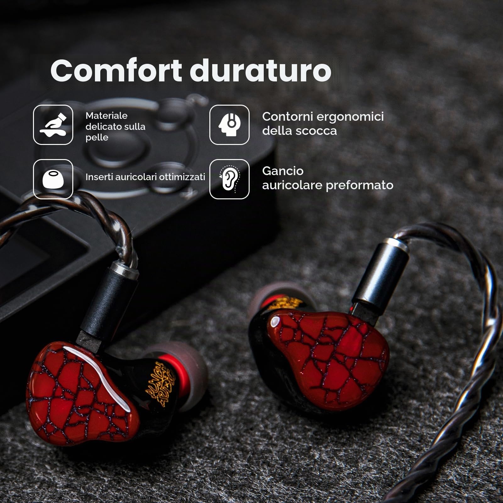 Linsoul Punch Audio Martilo In Ear Monitor,Cuffie IEM per Basshead con Driver Ibrido 1Planar+2BA+2DD,Auricolari HiFi Cablati, Cuffia Cablata di Precisione per Monitoraggio EDM Hip-Hop