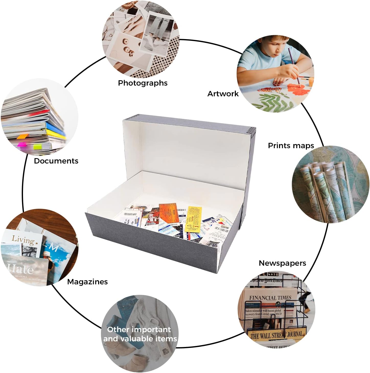 Lineco, 9x12 Blue/Gray Color, Museum Archival Storage Box, Drop Front Design. Acid-Free with Metal Edge. Protects Picture Longevity, Organize Photos, Documents, Crafts, DIY.