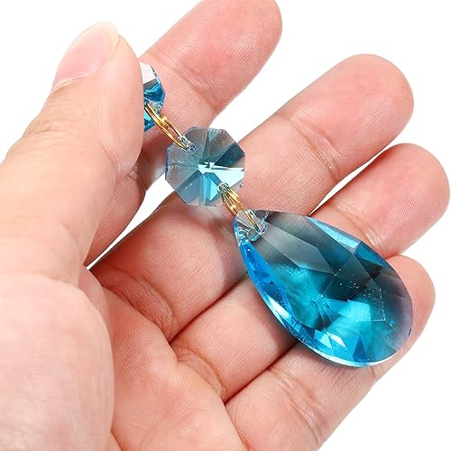 Miniatura 4 de PATIKIL Lágrima de cristal transparente, paquete de 5 prismas de araña de 1.496 pulgadas, cuentas colgantes con cuentas octogonales de 0.555