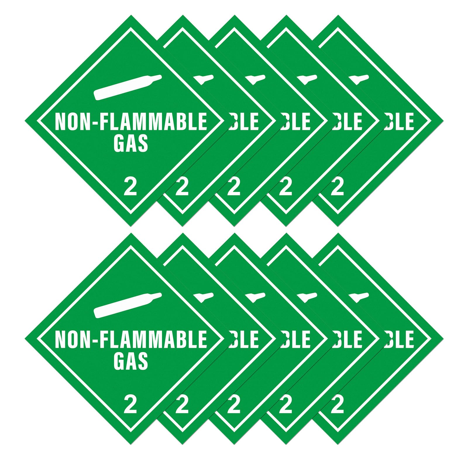 YIKIADA 10 Pack Class 2.2 Non-Flammable Gas Stickers Waterproof Vinyl Self Adhesive Placard Removable Signs for Shipping Transportation